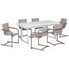 GARTENMÖBEL-SET 6-Sitzer Weiß Valcanetto/Cosoleto - Beige/Silberfarben, Metall - Beliani