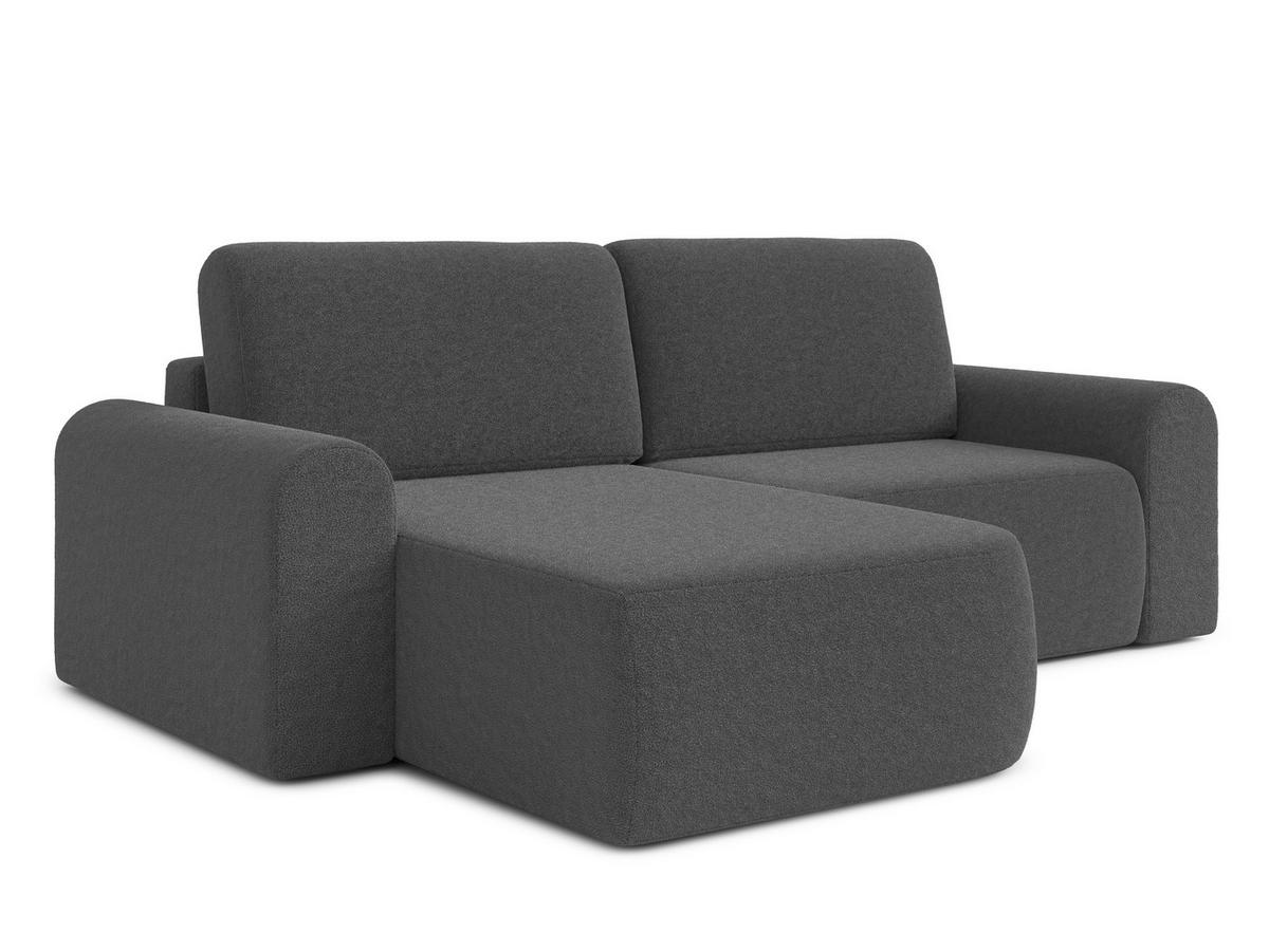 ECKSOFA L Form Otterton Dunkelgrau 250/180/95 cm Links mit Schlaffunktion - Schwarz/Grau, Kunststoff/Textil (180/250cm) - AX Living