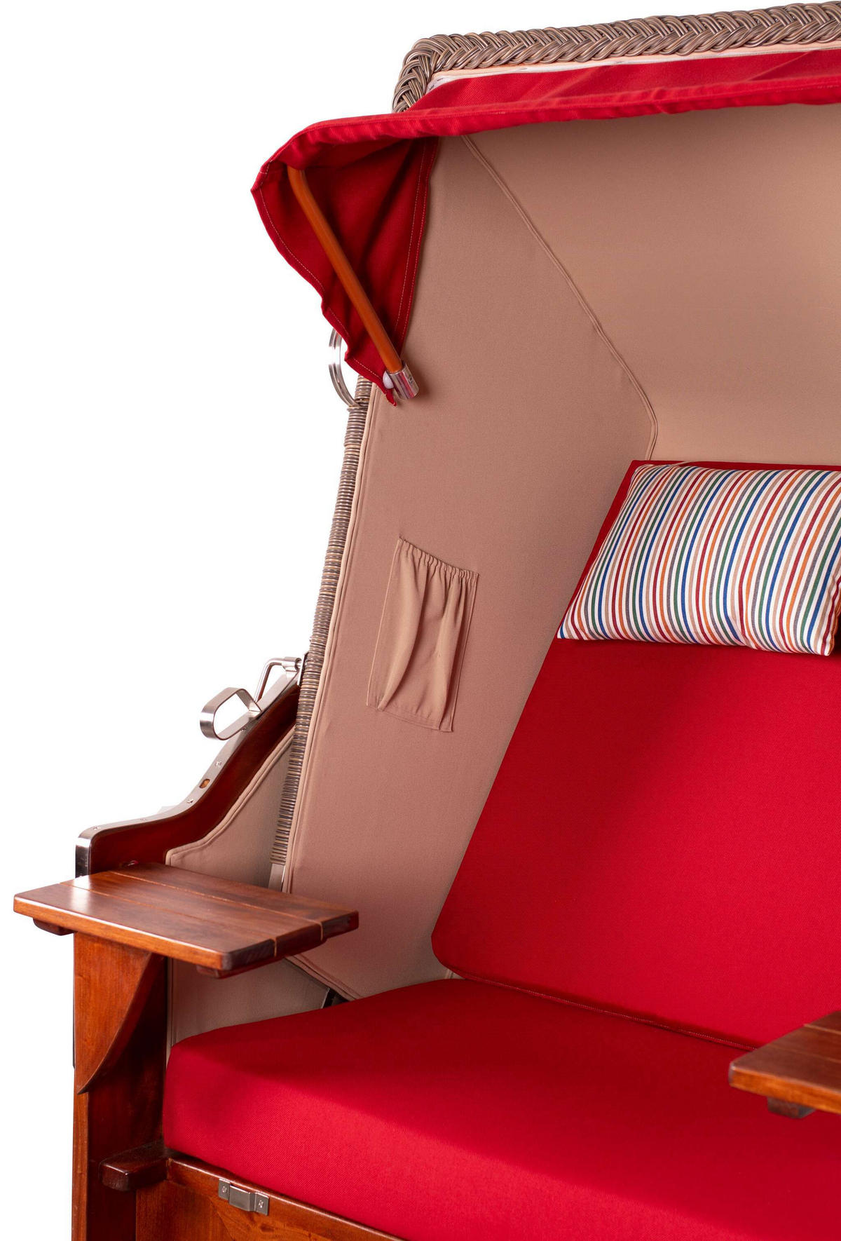 STRANDKORB Seeblick 2 Sitzer Mahagoni - Rot/Braun, Metall (125/170/80cm) - Mr. Deko