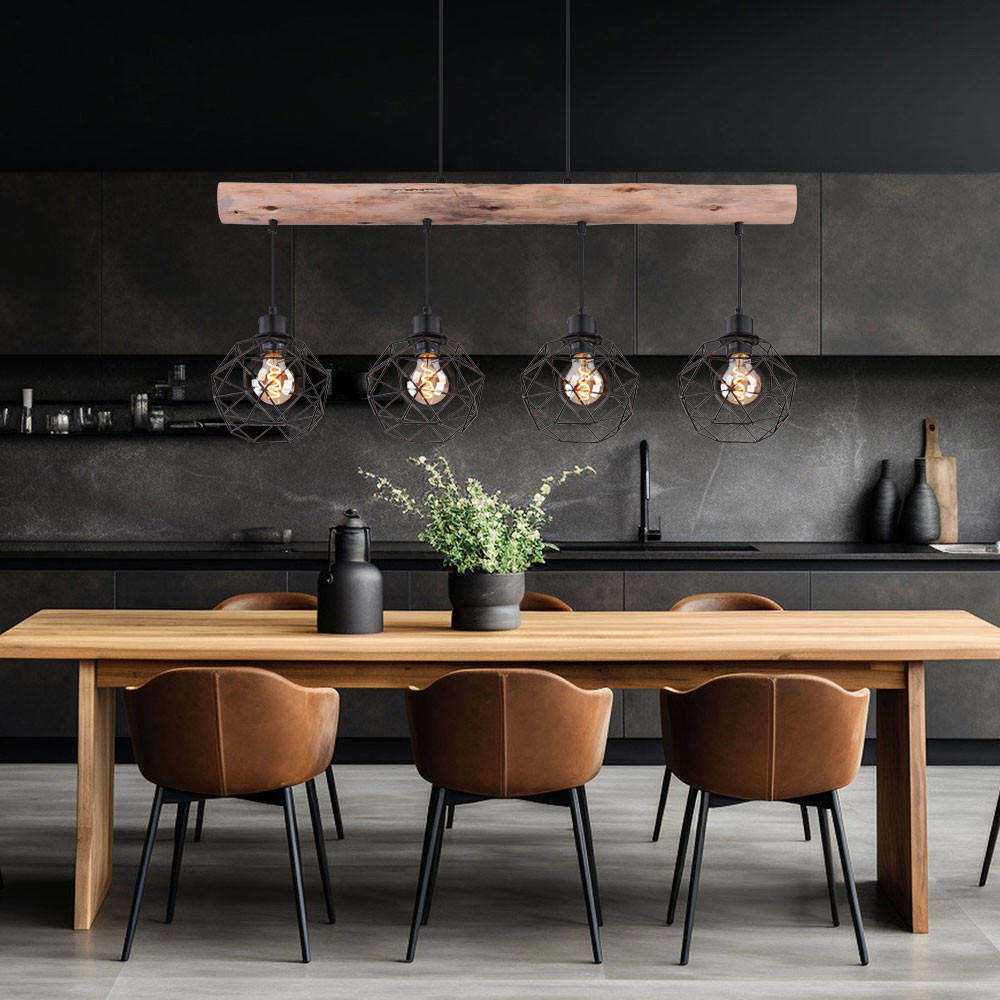 LED HÄNGELEUCHTE Theodor Holzoptik Braun - Braun, Holz (85/18/120cm) - Globo Lighting