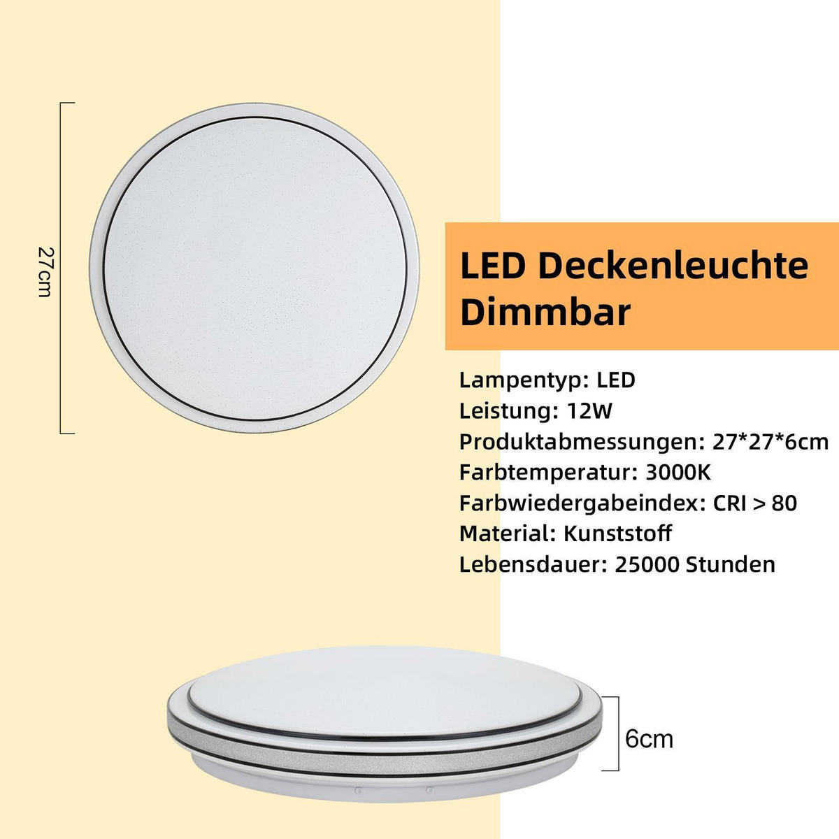 LED-DECKENLEUCHTE Anton 27/27/6 cm - Schwarz, Kunststoff (27/27/6cm) - Nettlife