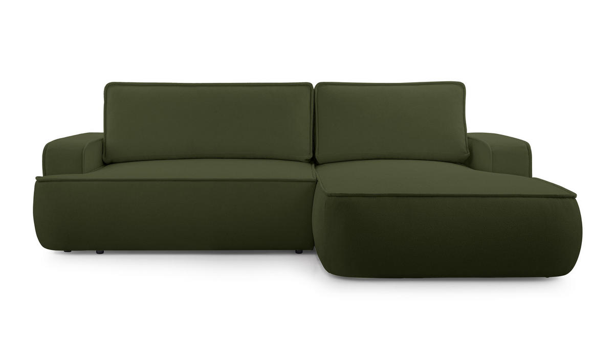 ECKSOFA L Form Ablia Dunkelgrün 267/168/87 cm mit Schlaffunktion R - Schwarz/Grün, Kunststoff/Textil (267/168cm) - AX Living