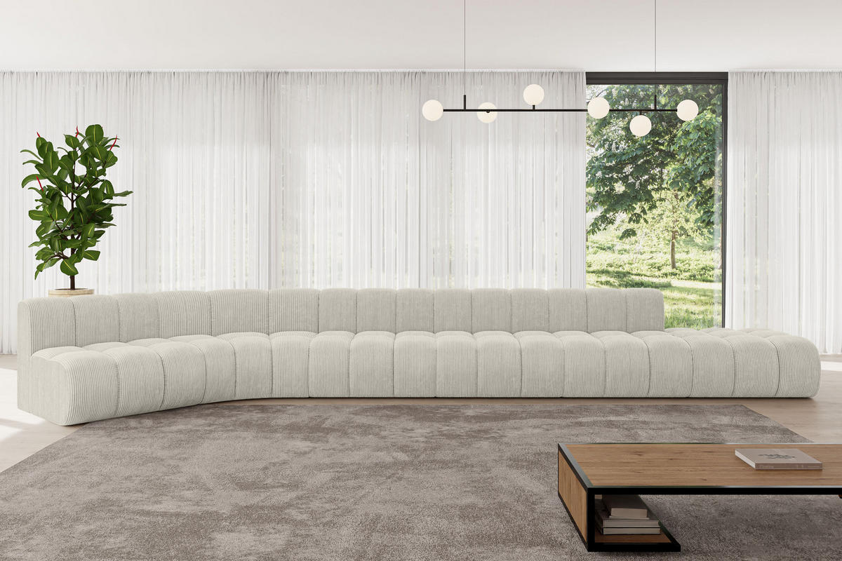 ECKSOFA modulares Sofa Brilo-L3 - 562x174x70 cm Creme - Hellgrau/Creme, Holzwerkstoff/Textil (562/174cm) - ALTDECOR