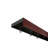 VORHANGSCHIENE SH, 2-läufig, Schiene schwarz, Blende 5 cm mahagoni, 150 cm - Schwarz, Kunststoff (4.7/1.7/150cm) - SN Deco