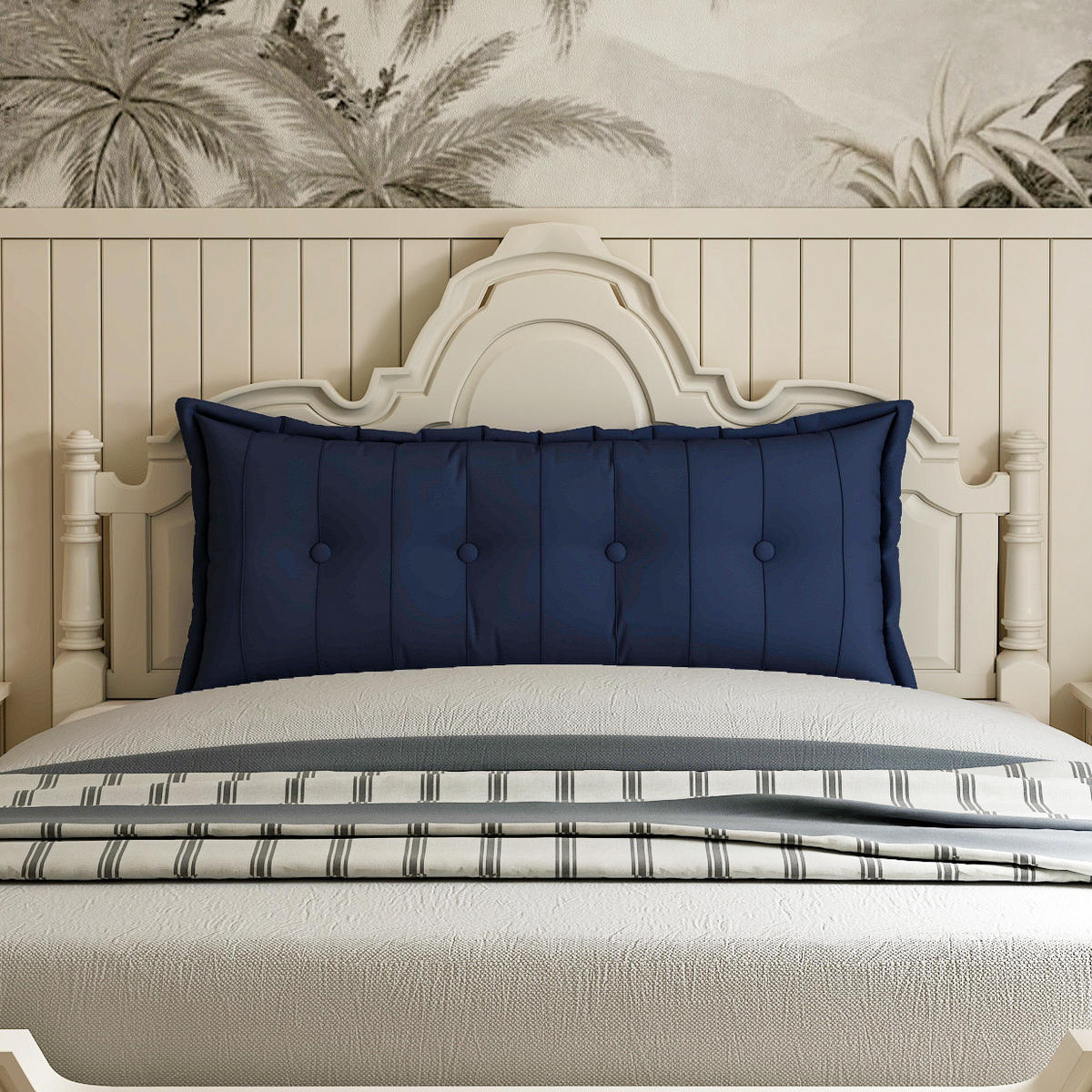 RÜCKENKISSEN Plüsch Dunkelblau 120 cm - Dunkelblau, Textil (50/120cm) - Vercart