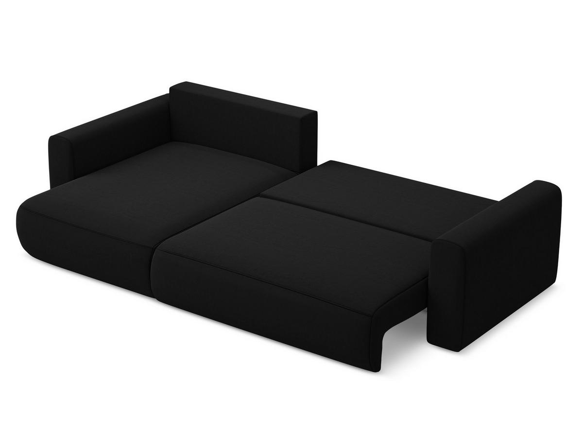 ECKSOFA mit Schlaffunktion Samt Stoff Schwarz - Schwarz, Kunststoff/Textil (149/278cm) - Makamii