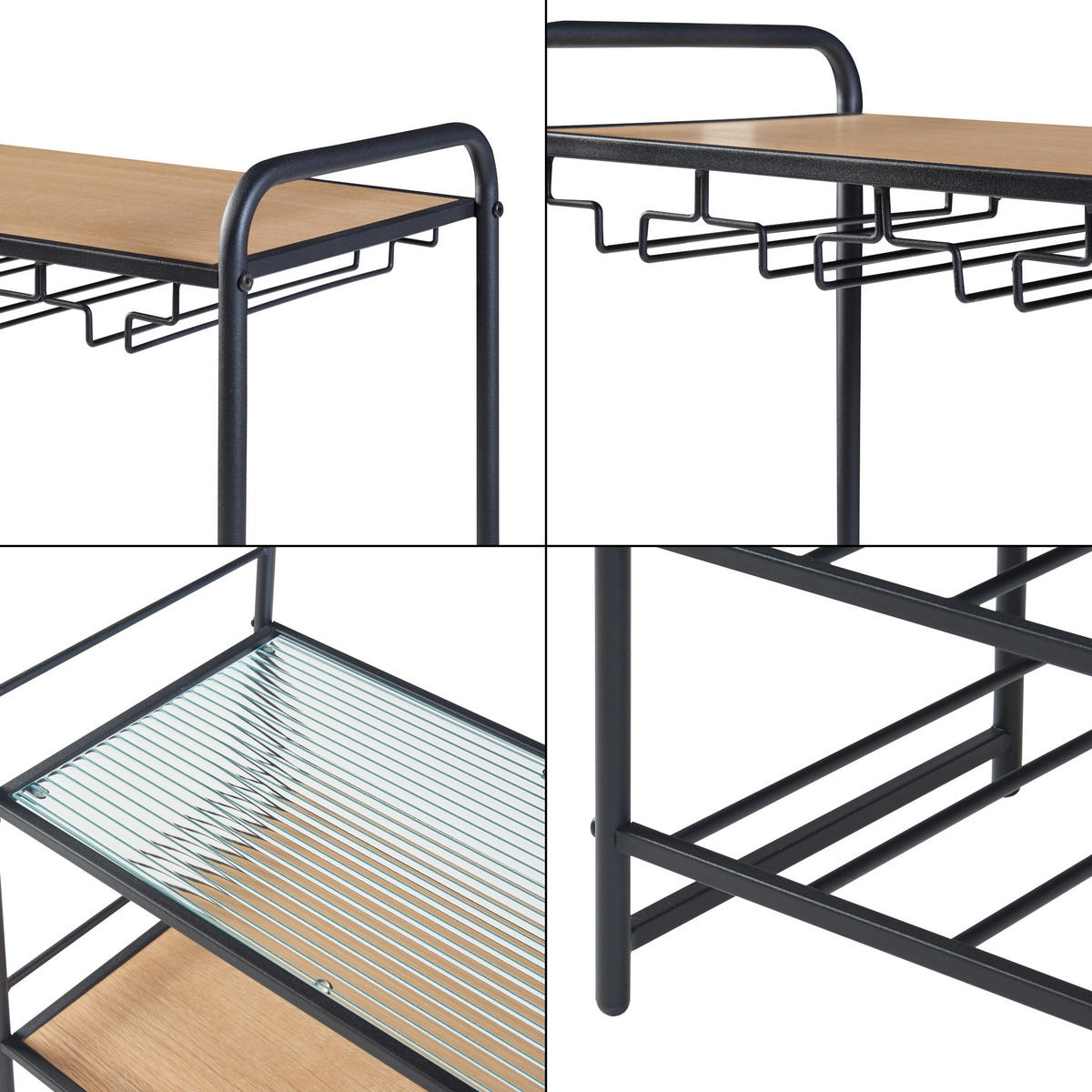 WEINREGAL Hustadvika - Schwarz, Metall (61/120/33cm) - [en.casa]