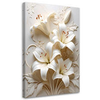 LEINWANDBILDER, Weiße Lilien in einem eleganten 3D-Blumenarrangement - Weiß, Textil (70/100cm) - Feeby