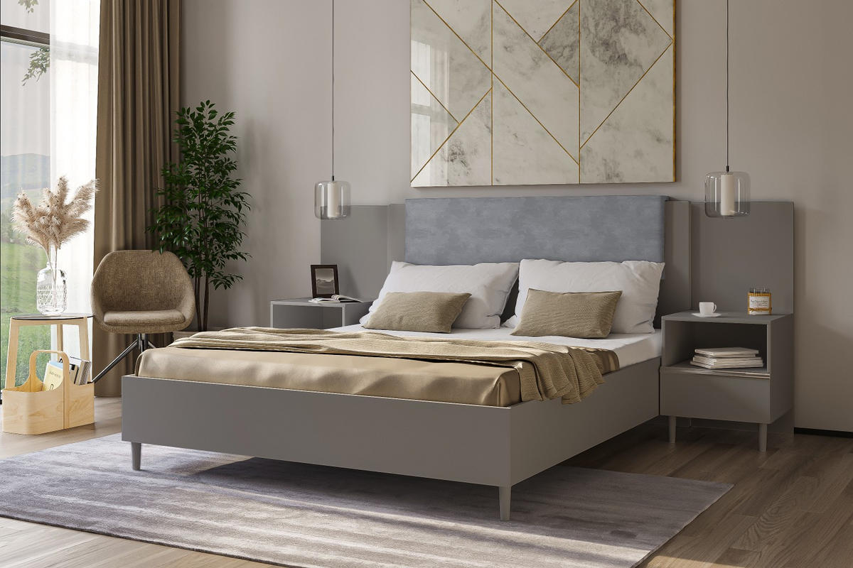 DOPPELBETT Luk III 160/200 cm ohne Matratze, Lattenrost, Bettkasten, grau, grau - Grau, Kunststoff (160/200cm) - Margaret Hadas24