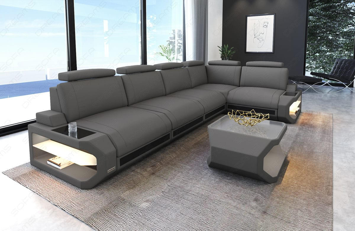 ECKSOFA Siena Hellgrau Schwarz Mikrofaserstoff - Hellgrau, Kunststoff (347/197cm)