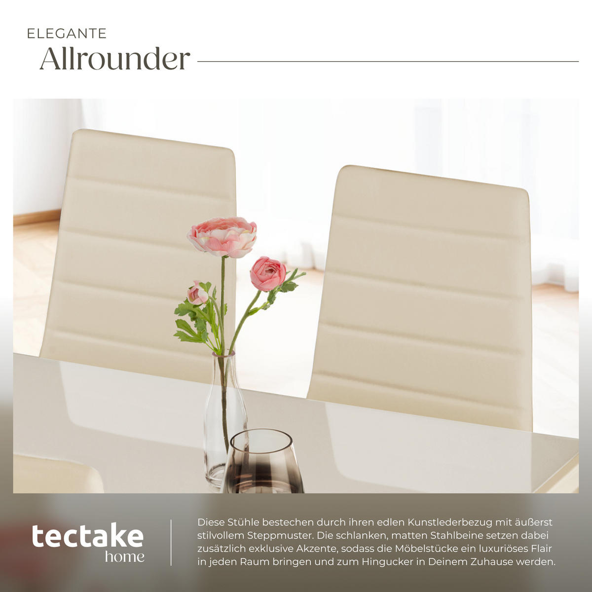 ESSZIMMERSTUHL 4er Set Thomas 41 x 45 x 98 5 cm beige - Beige, Textil (48/98.5/45cm) - tectake