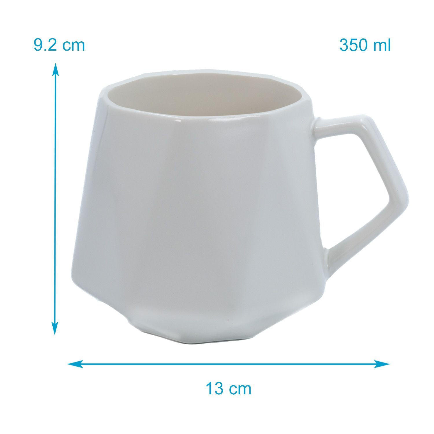 TEETASSE in Feinschliff Optik 350 ml (4-tlg.) - Weiß, Keramik (0.35L) - Intirilife