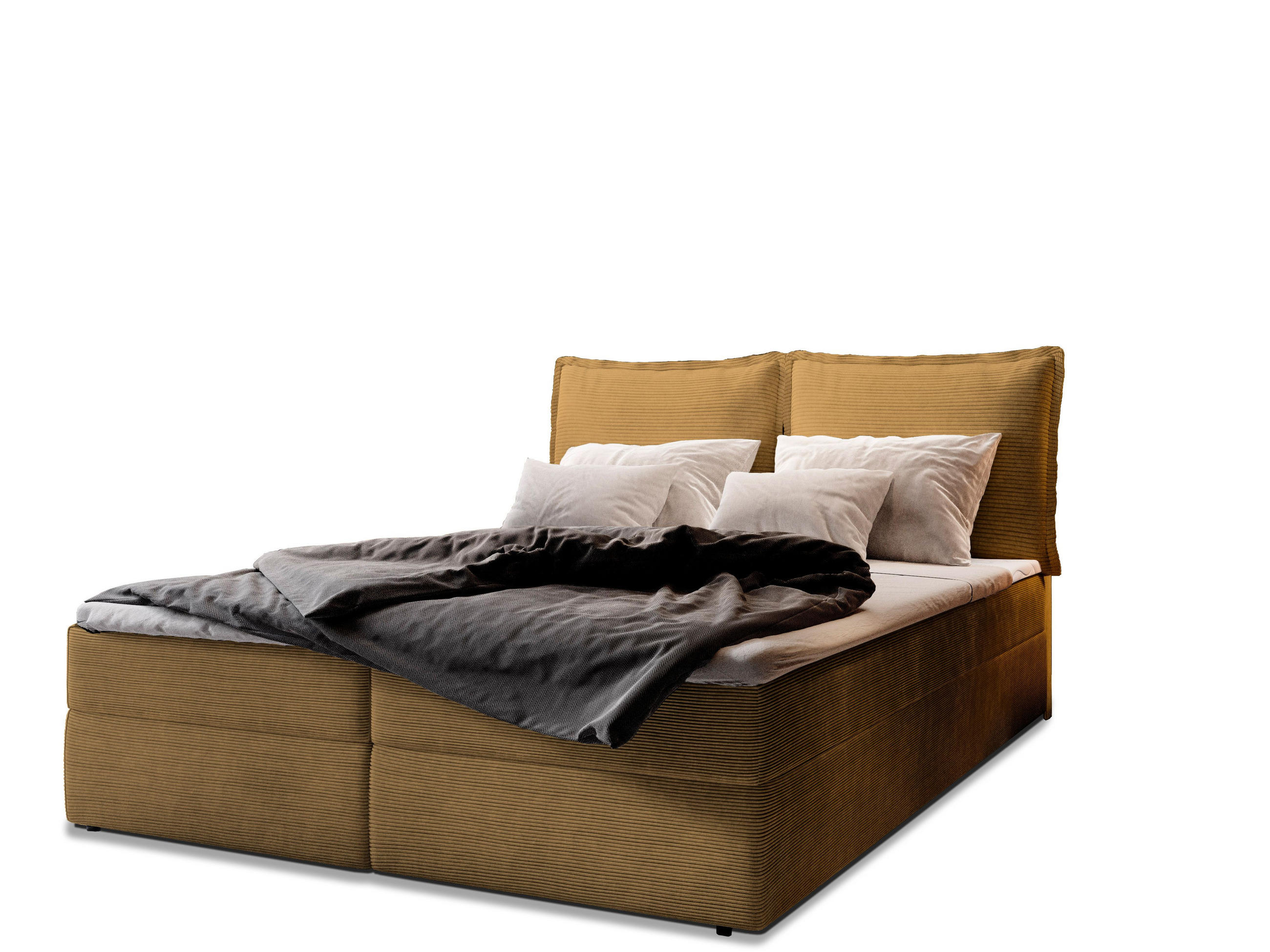 BOXBETT LENTE 180x200 cm mit Matratze und Topper - Gelb - Gelb, Holz (180/200cm) - MASSENO
