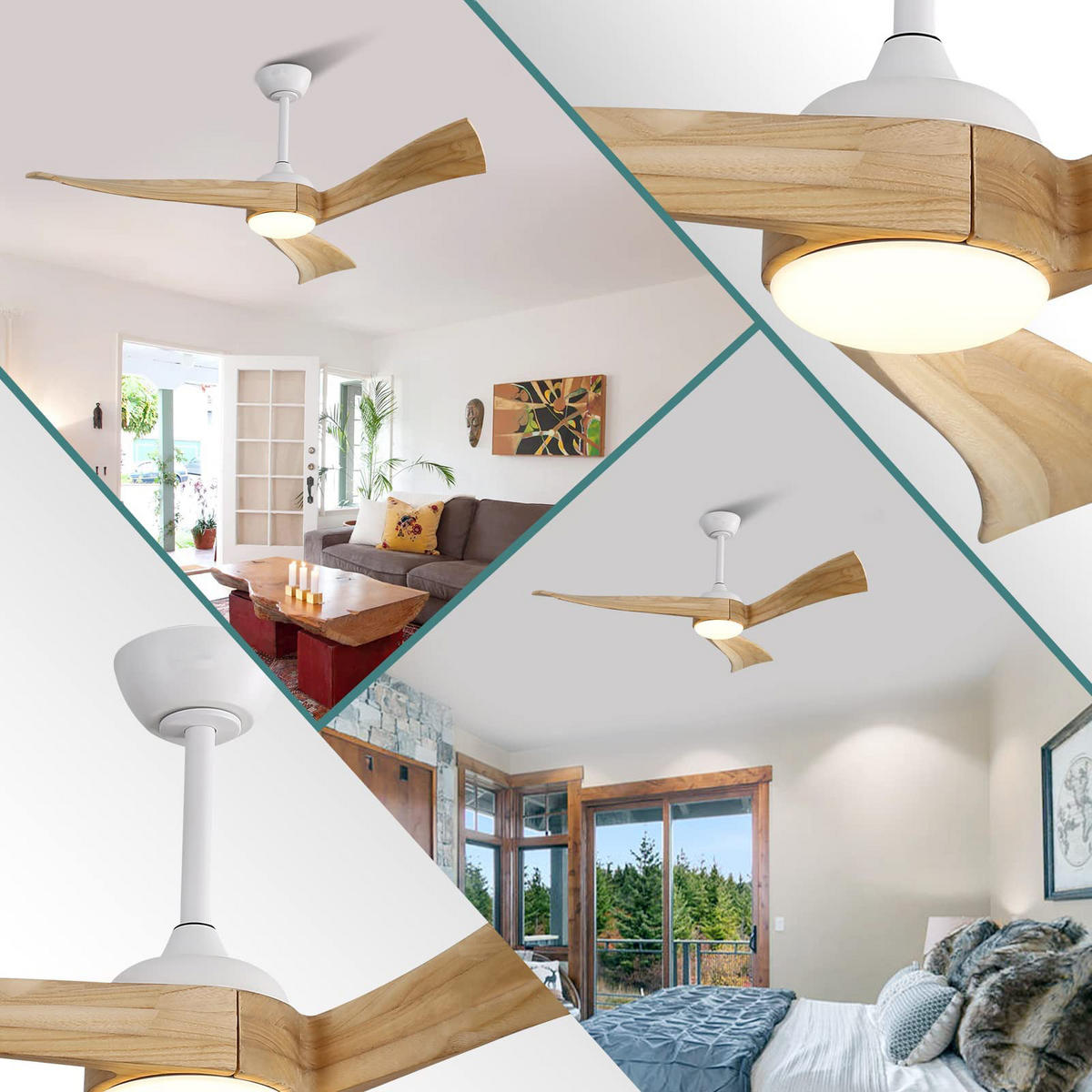 DECKENVENTILATOR 52Zoll LED Licht DC Motor Fernbedienung - Weiß, Kunststoff (132/132/42cm) - CASIVA