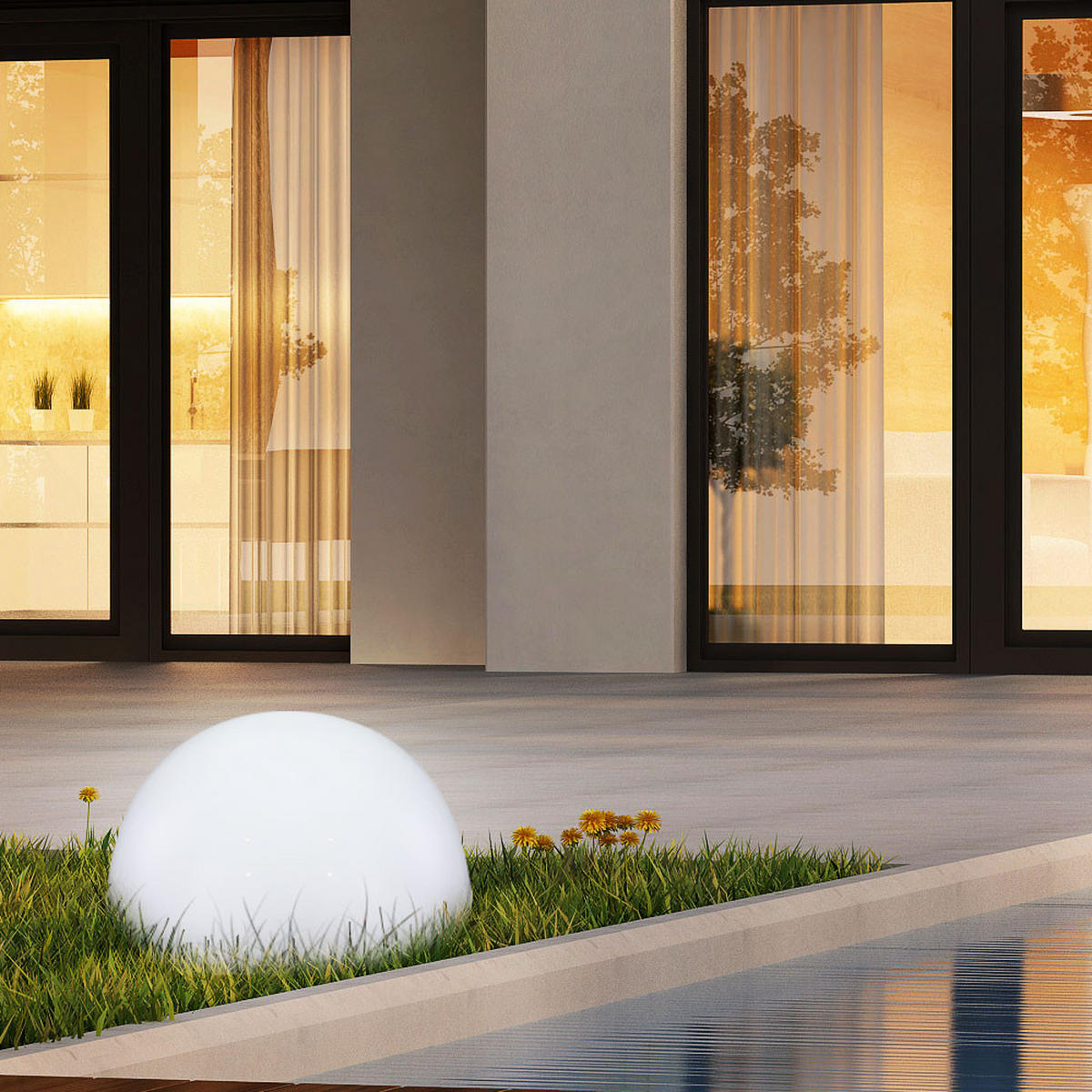 LED AUSSENLEUCHTE Kugelform Weiß Opal 3er Set - Weiß, Kunststoff (20/20/10cm)