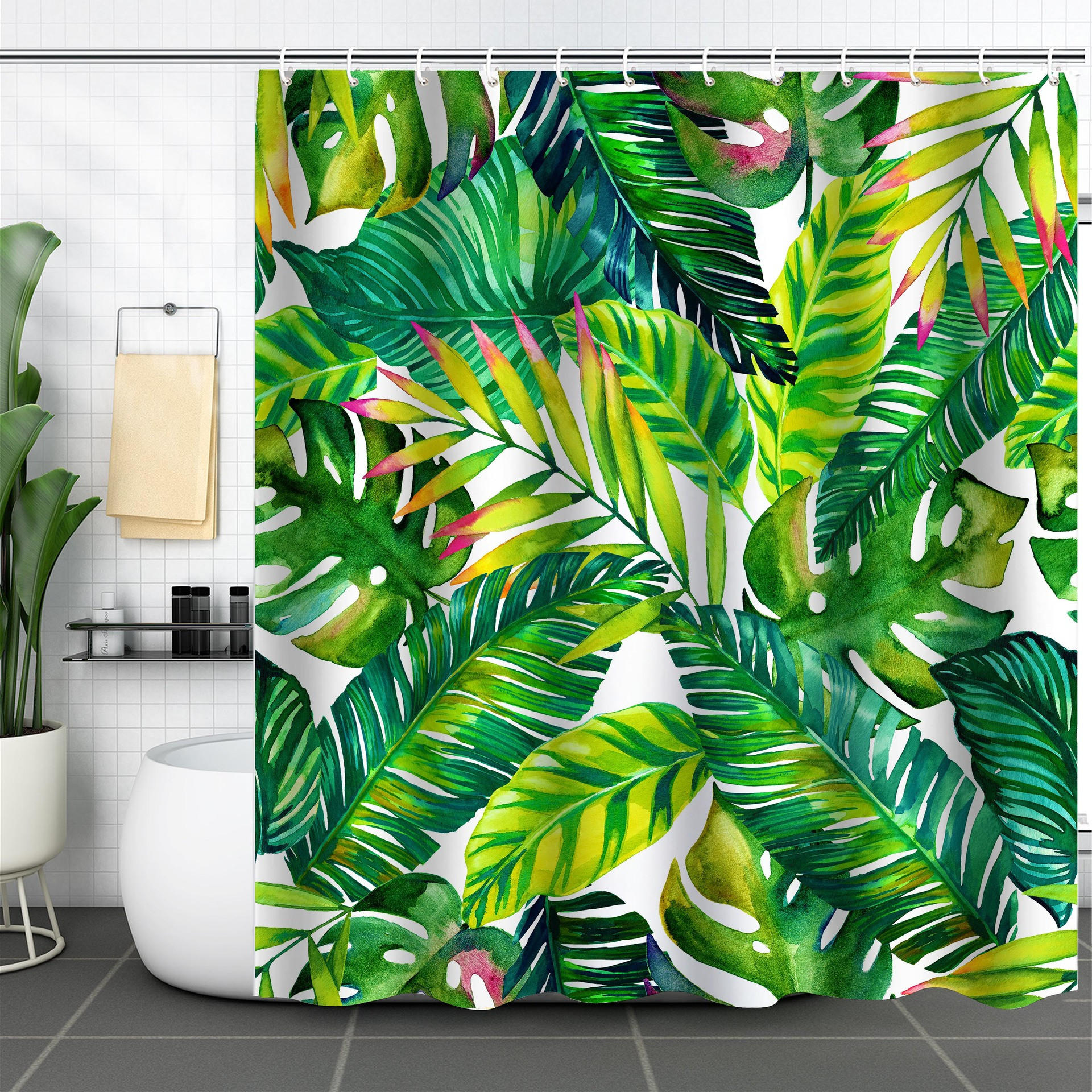 DUSCHVORHANG nautisch Fischgrätmuster und Anker wasserdicht schimmelresistent Polyester Badezimmer - Grün, Textil (180/200cm) - MCBOSON