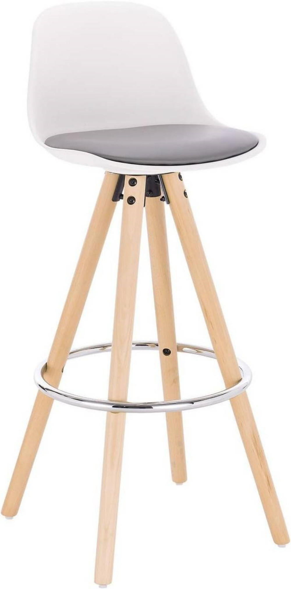 BARHOCKER Kunstleder, Holzgestell, Grau+Weiß - Eichefarben/Weiß, Holz/Kunststoff (38.5/96.5/38.5cm) - Woltu