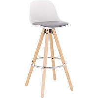 BARHOCKER Kunstleder, Holzgestell, Grau+Weiß - Eichefarben/Weiß, Holz/Kunststoff (38.5/96.5/38.5cm) - Woltu