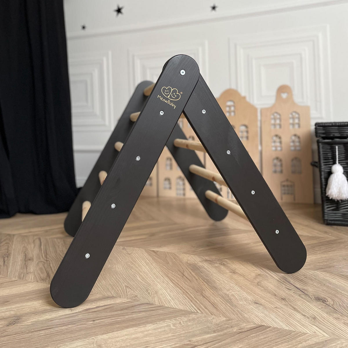 KLETTERDREIECK für Kinder, Montessori, Schwarz - Schwarz, Holz (59.5/59/60cm) - MeowBaby
