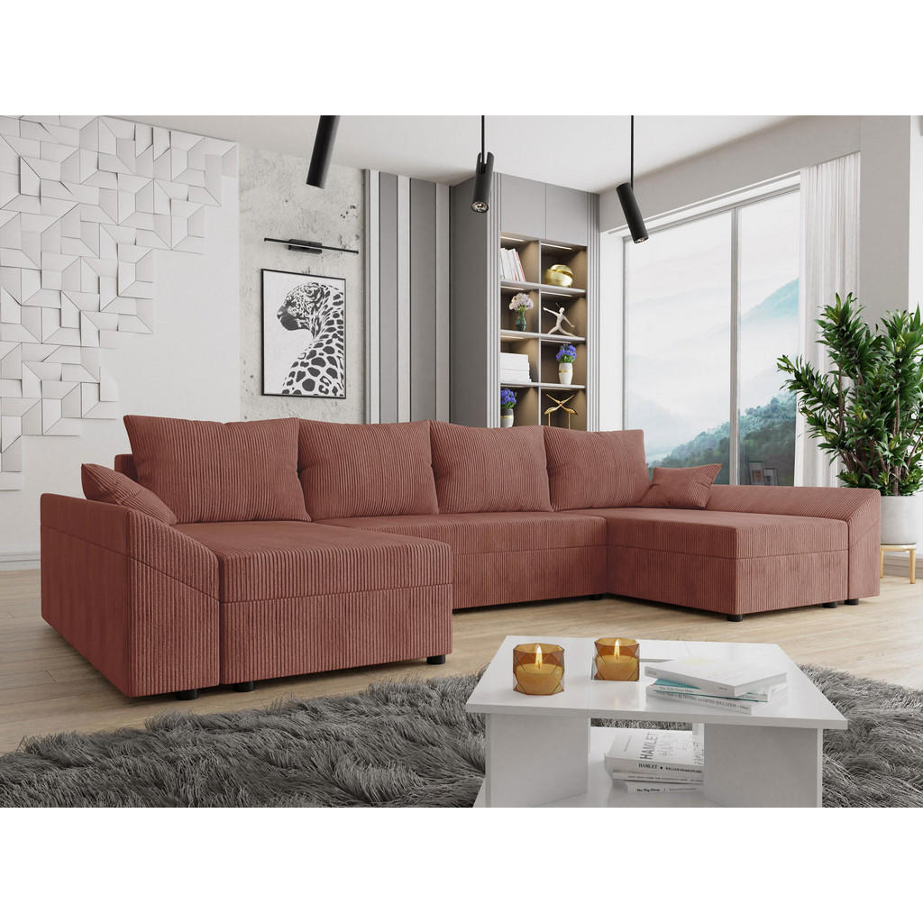 Thumbnail - Mirjan24 Wohnlandschaft, Rosa, Textil, 6-Sitzer, U-Form,Rechteckig, 310x82x140 cm, Wohnzimmer, Sofas & Couches, Wohnland...