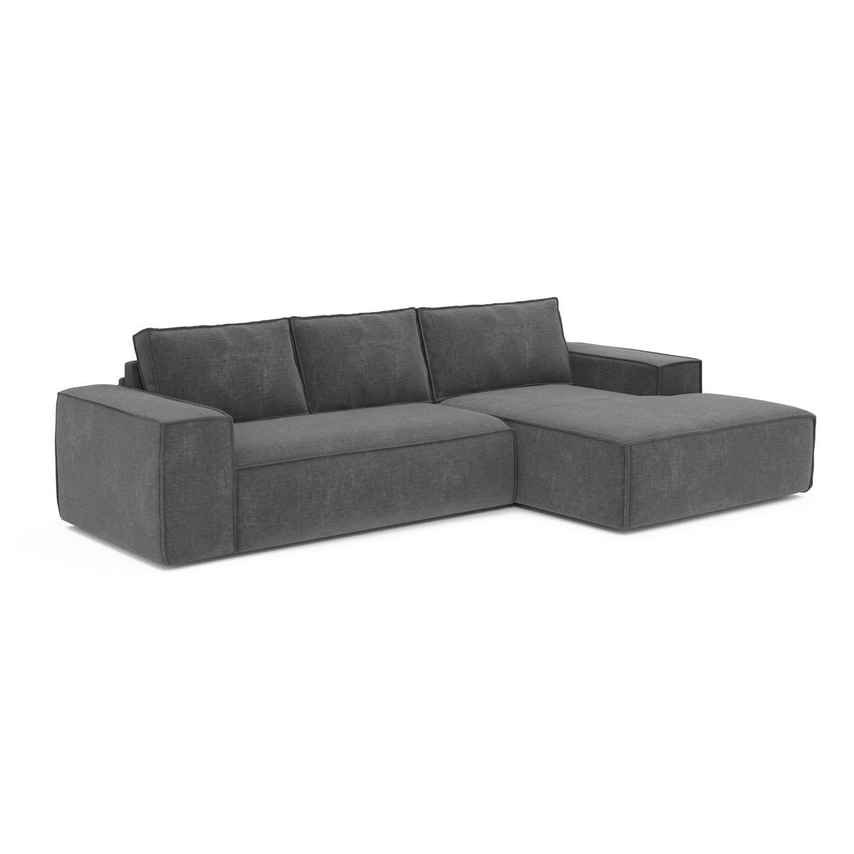 ECKSOFA RECHTS Samt Grau 302cm - Grau, Textil (302/165cm) - Sia Home