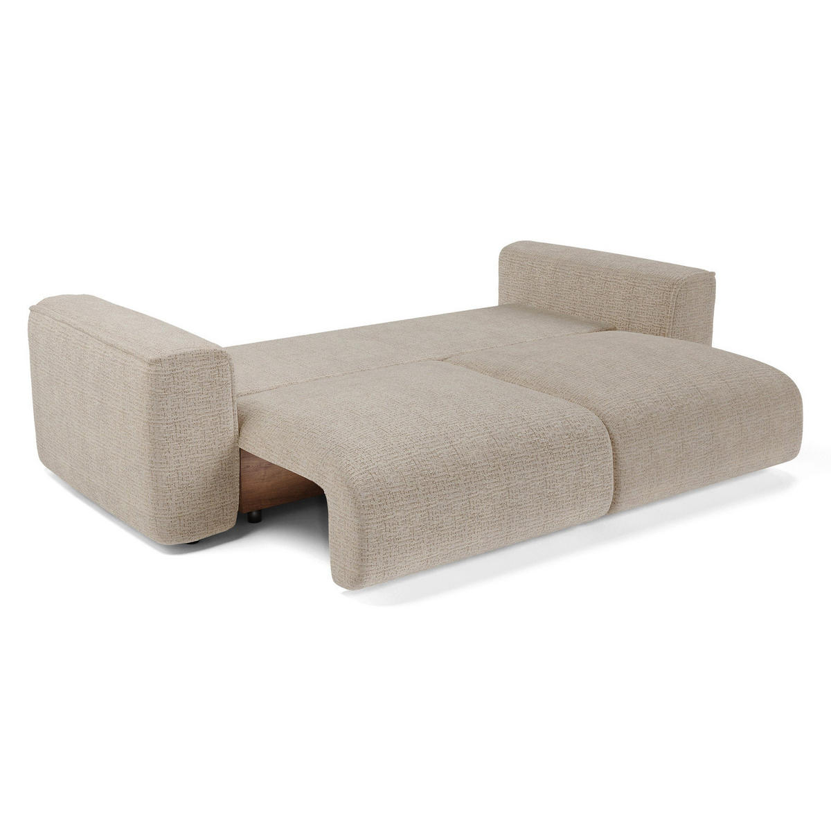 SCHLAFSOFA mit Stauraum COMO Kettgewebe mit weichem Griff Beige 254cm - Beige, Textil (254/78/95cm) - Premium Interiors