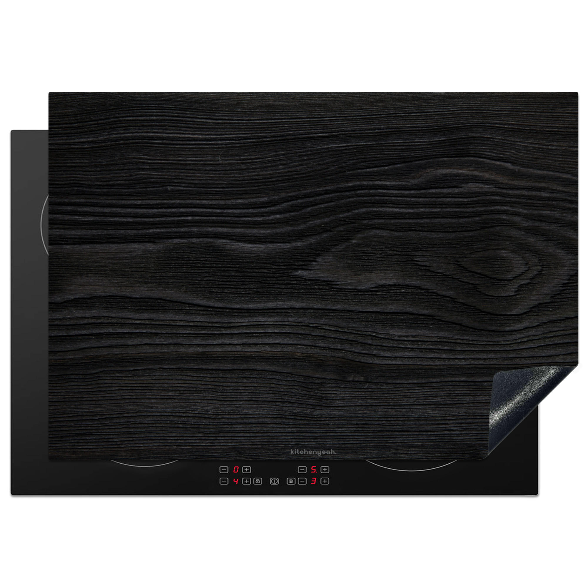 HERDABDECKPLATTE Schwarz - Holzoptik 75x52 cm - Schwarz, Kunststoff (75/0.2/52cm) - MuchoWow