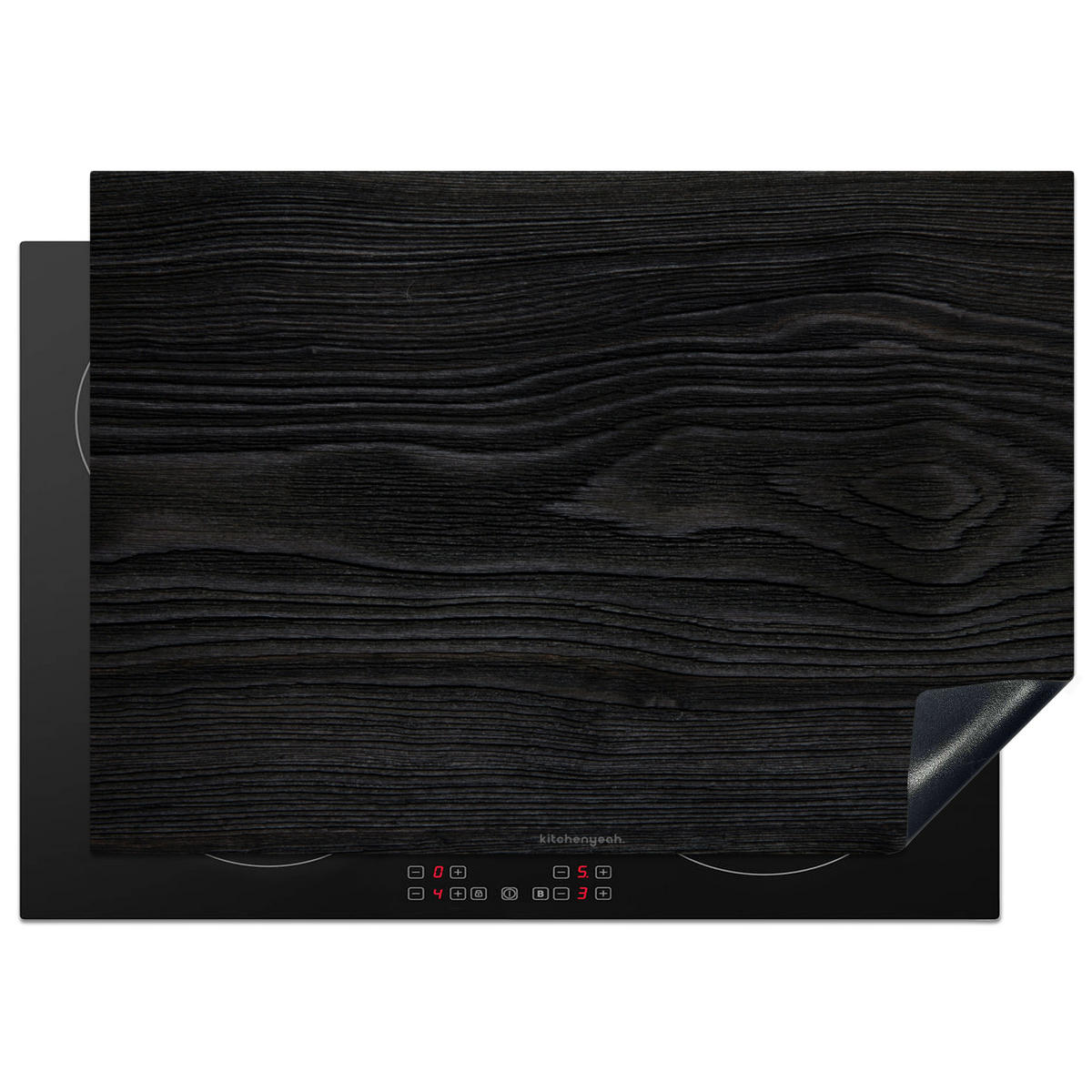 HERDABDECKPLATTE Schwarz - Holzoptik 75x52 cm - Schwarz, Kunststoff (75/0.2/52cm) - MuchoWow