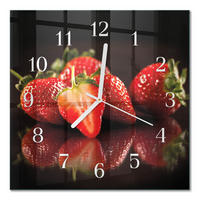 WANDUHR 30x30 cm - Erdbeeren - Rot, Glas (30/30/0.4cm) - TULUP