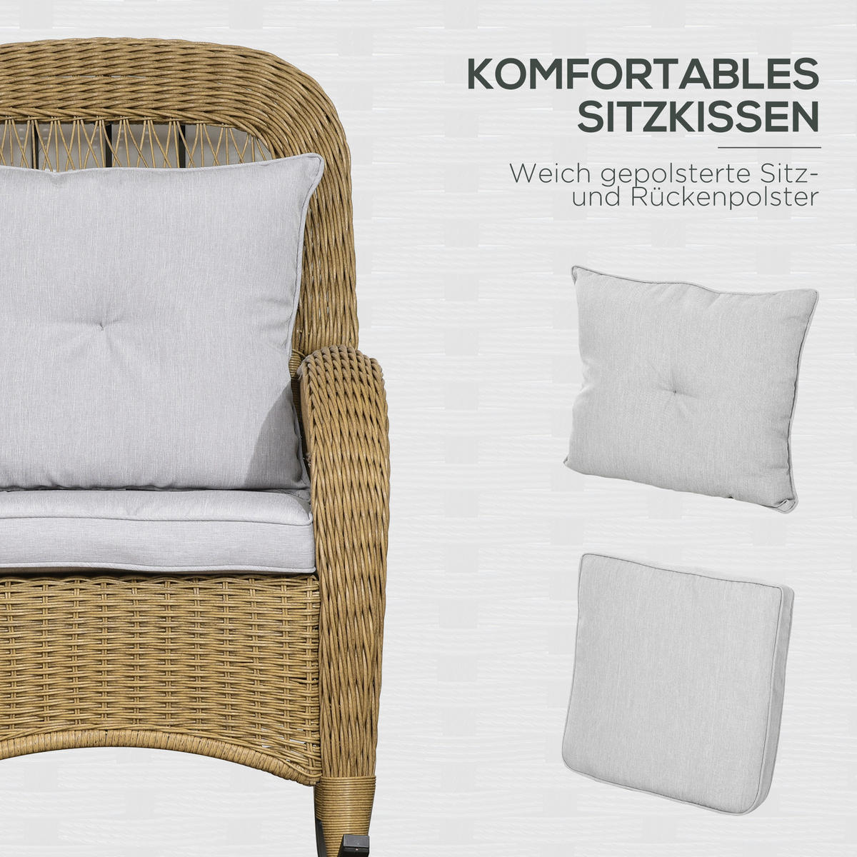 GARTENSTUHL mit Waschbaren Polsterbezüge, für Hinterhof, Garten, Terrassen, Gelb - Gelb, Kunststoff (92/100/69cm) - Outsunny