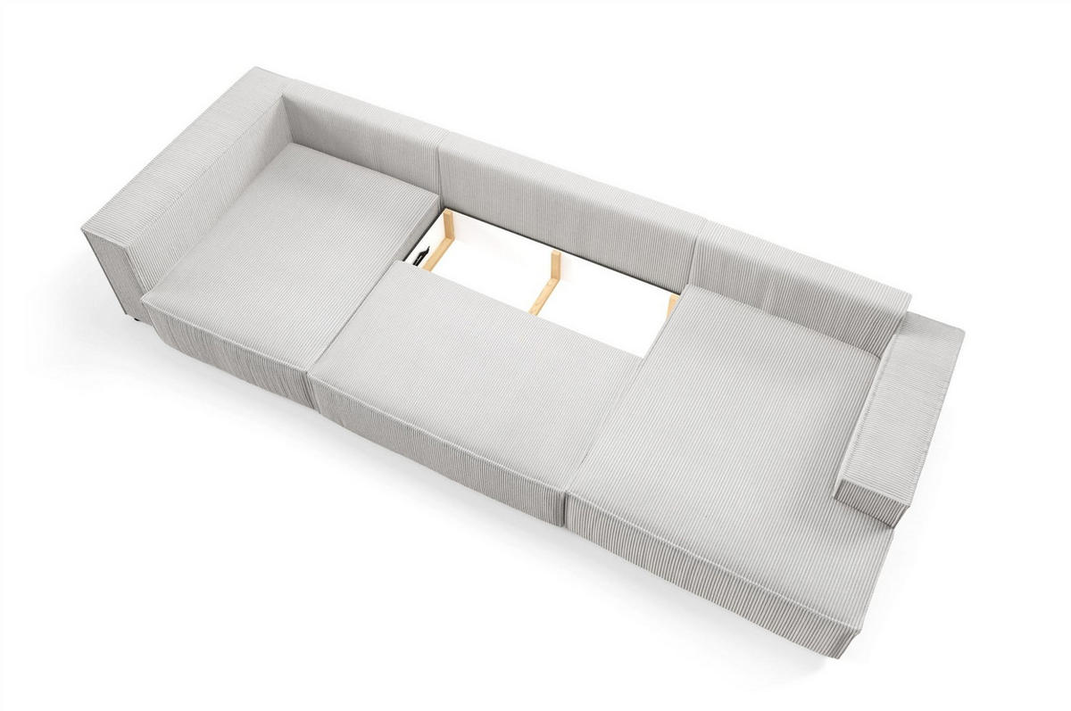 WOHNLANDSCHAFT Corunia - Hellbraun, Holzwerkstoff/Textil (398/70/148cm) - Fun Möbel