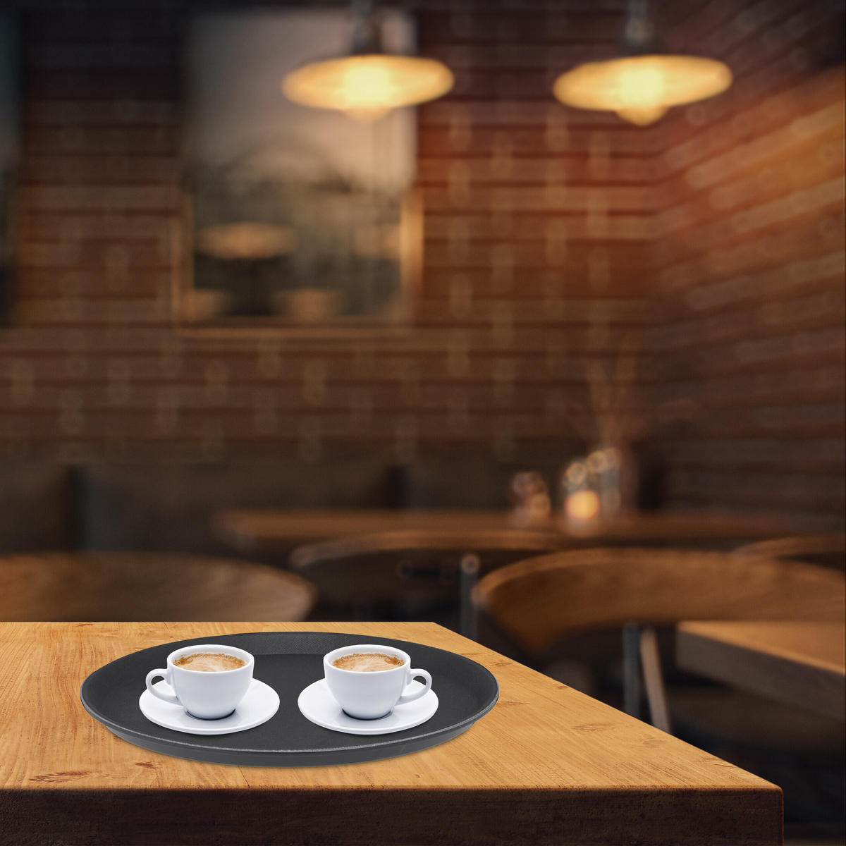 10xSERVIERTABLETT - Schwarz, Kunststoff (35/2/35cm) - Relaxdays