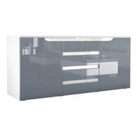 SIDEBOARD Sintra Grau Hochglanz / Weiß Hochglanz - Grau, Holzwerkstoff (139/72/35cm) - Vladon