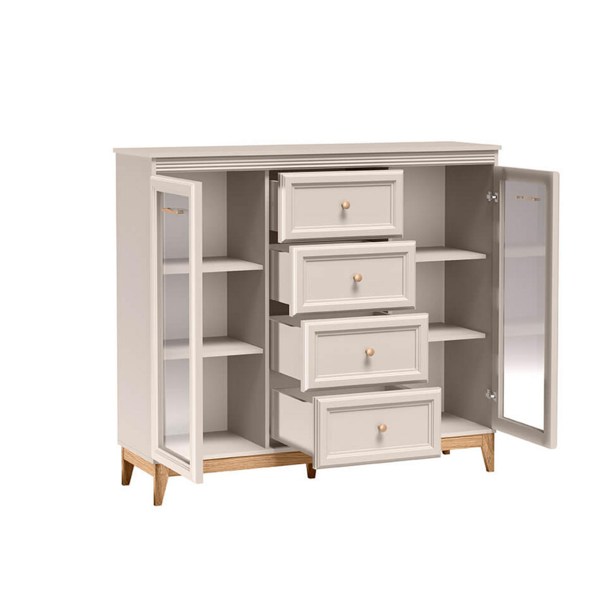 VITRINE Windsor W-7 141,5 x 125,5 x 40,5 cm Kaschmir - Kaschmir/Eichefarben, Eichenholz/Holzwerkstoff (141.5/125.5/40.5cm) - Koseto