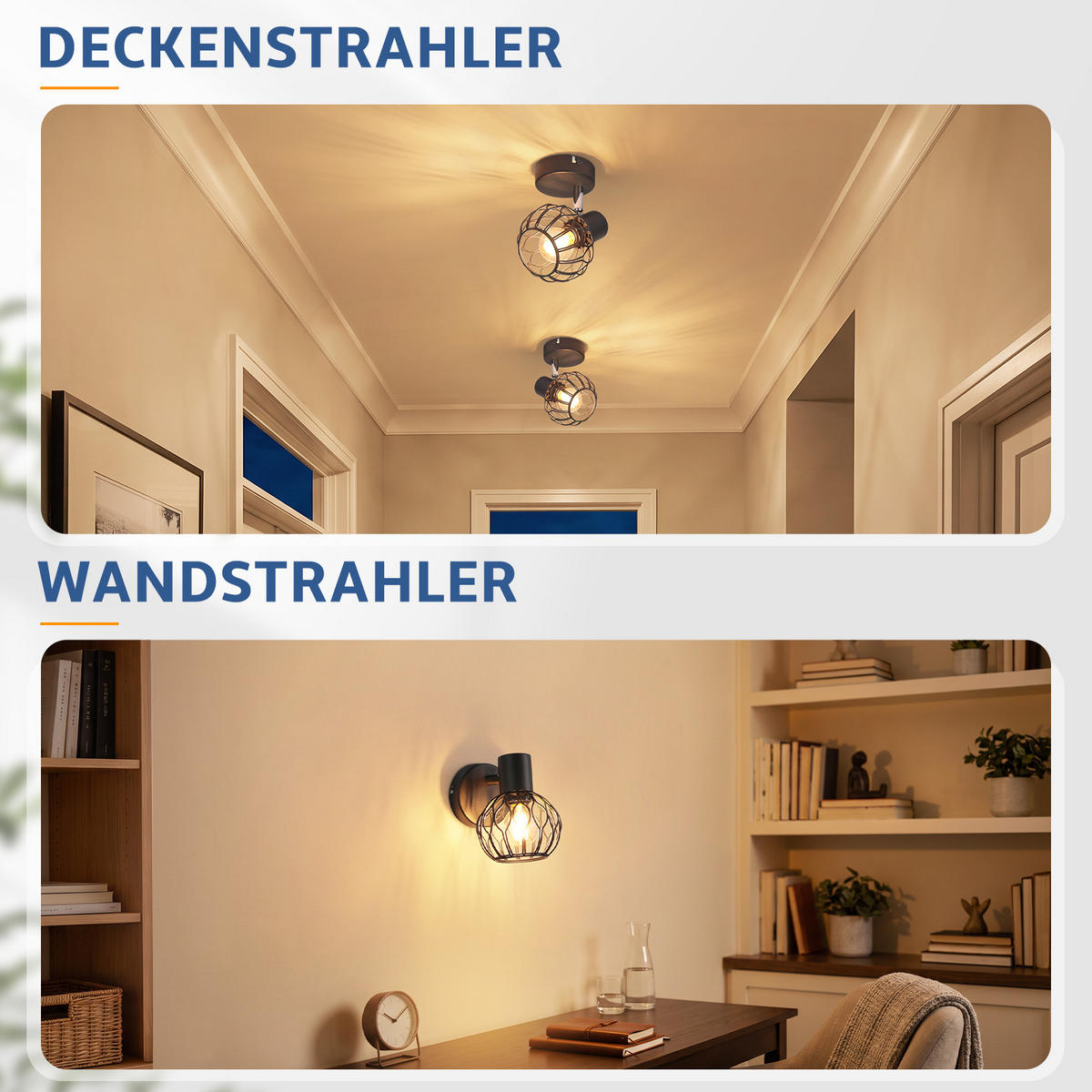DECKENSTRAHLER Dythvin 16.5/10/12.5 cm - Schwarz, Metall (16.5/10/12.5cm) - ZMH