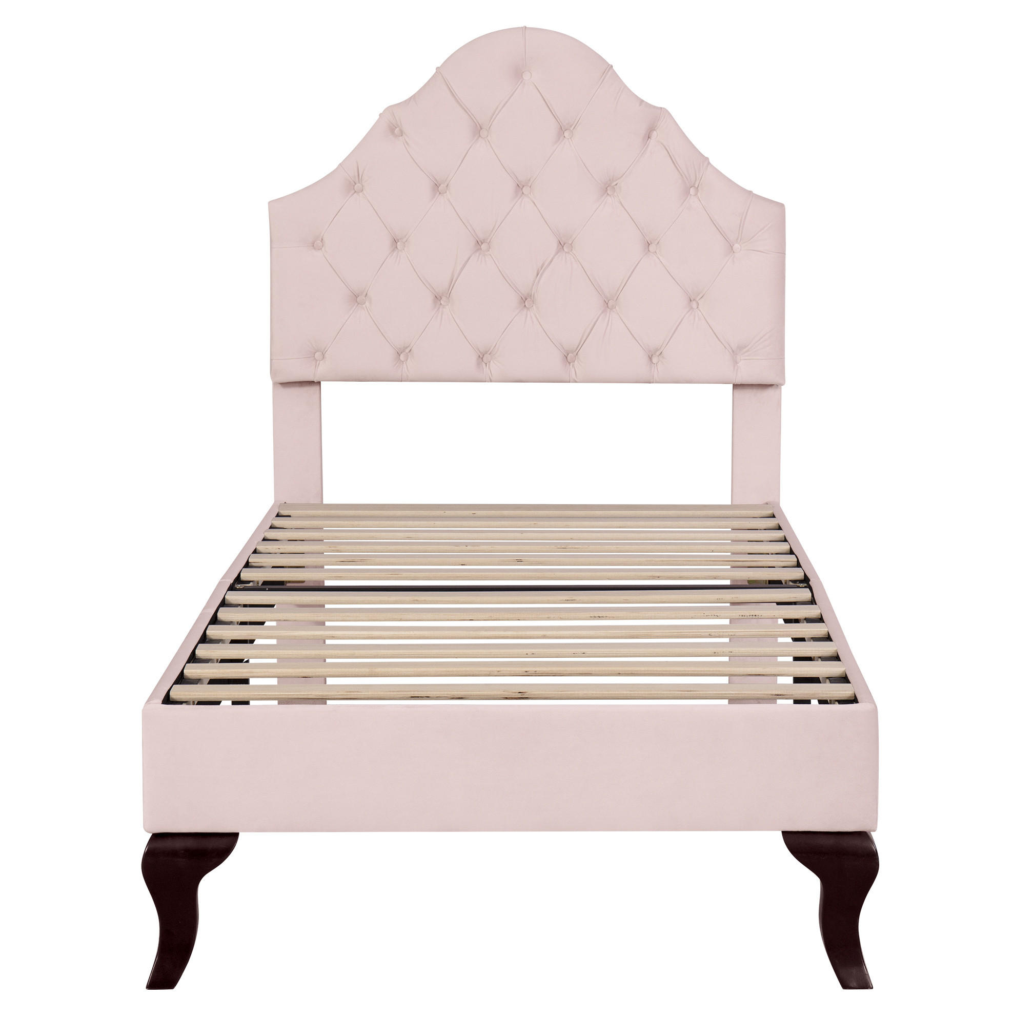 POLSTERBETT 90/200 cm mit Lattenrost und höhenverstellbarem Kopfteil aus Samt, klassische Knopfheftung, Rosa - Rosa, Textil (90/200cm) - Redom