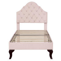 POLSTERBETT 90/200 cm mit Lattenrost und höhenverstellbarem Kopfteil aus Samt, klassische Knopfheftung, Rosa - Rosa, Textil (90/200cm) - Redom