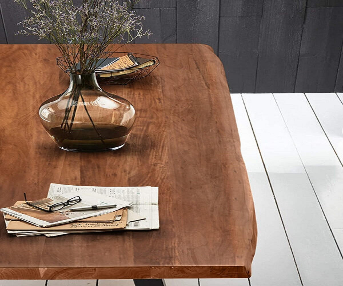 ESSTISCH VALIN - Silberfarben/Braun, Holz/Metall (120/350/79cm) - SAM