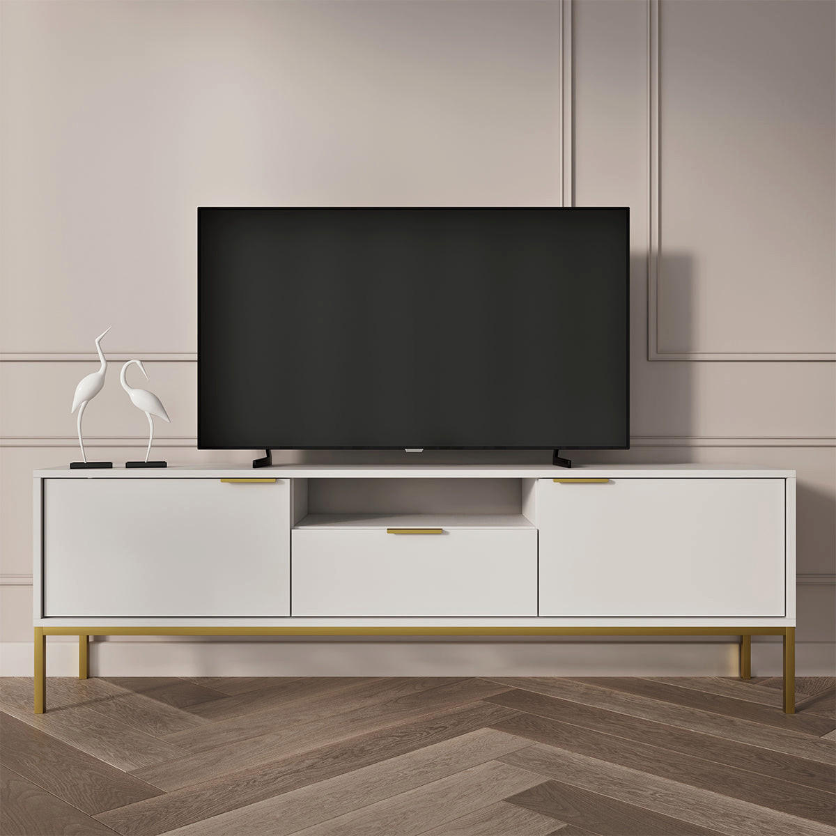TV-MÖBEL Seattle Weiß - Weiß, Holzwerkstoff (135/56.4/33cm) - Petits-meubles
