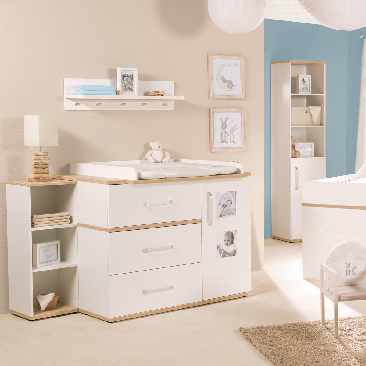 BABYZIMMER-SET Pia, mit breiter Wickelkommode, 2-teilig - Weiß, Holzwerkstoff (76/81/142.5cm) - Roba