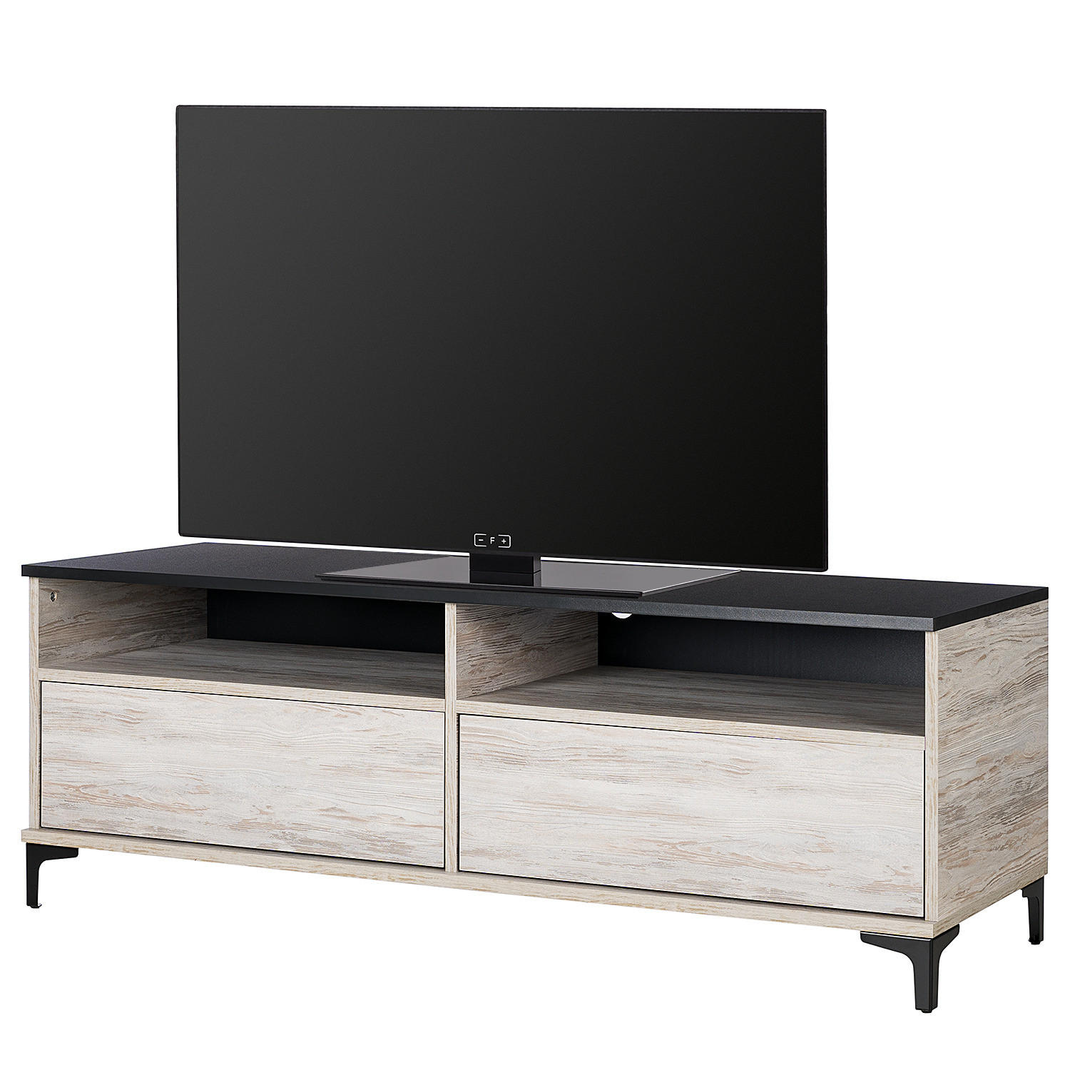 TV-LOWBOARD - Fichte Hell Dekor / Schwarz - Fichtefarben, Holzwerkstoff (150/50/48cm) - home24