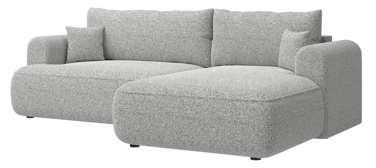 ECKSOFA Ovo Hellgrau Webstoff-Bezug - Hellgrau/Schwarz, Kunststoff/Textil (165/260cm) - Selsey