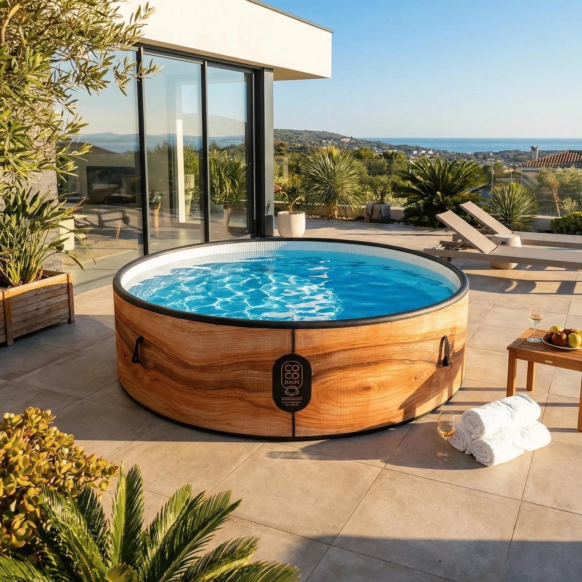 POOL Aruba aufblasbar Durchmesser 250 cm - 2700 Liter - Motor 2240 W - Für bis zu 6 Personen - Braun, Kunststoff (250/70/70cm) - COCO SPA