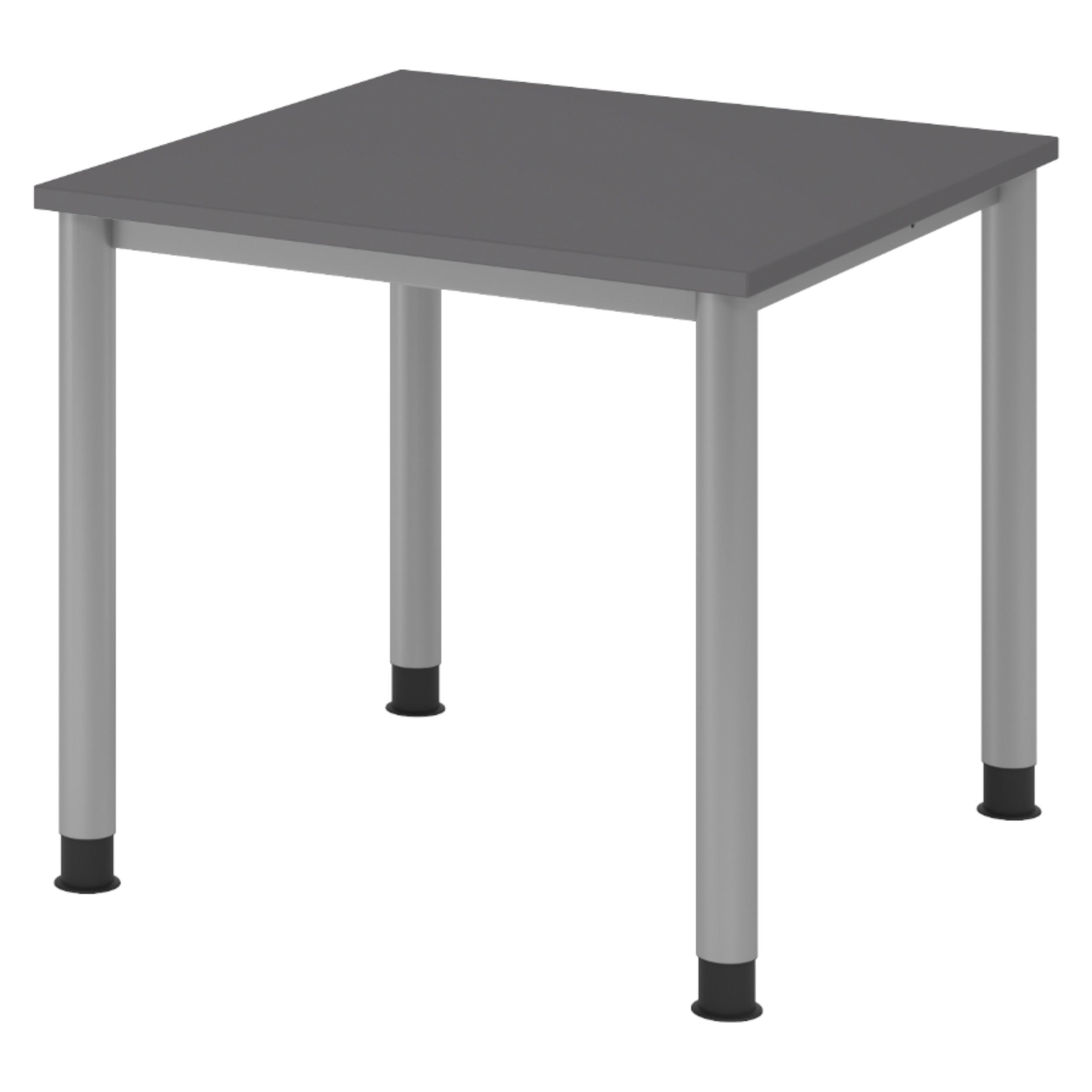 SCHREIBTISCH Serie-H Gestell: Silber 80/80/74 cm in Graphitfarben - Graphitfarben, Holzwerkstoff (80/80/74cm) - bümö