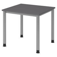 SCHREIBTISCH Serie-H Gestell: Silber 80/80/74 cm in Graphitfarben - Graphitfarben, Holzwerkstoff (80/80/74cm) - bümö