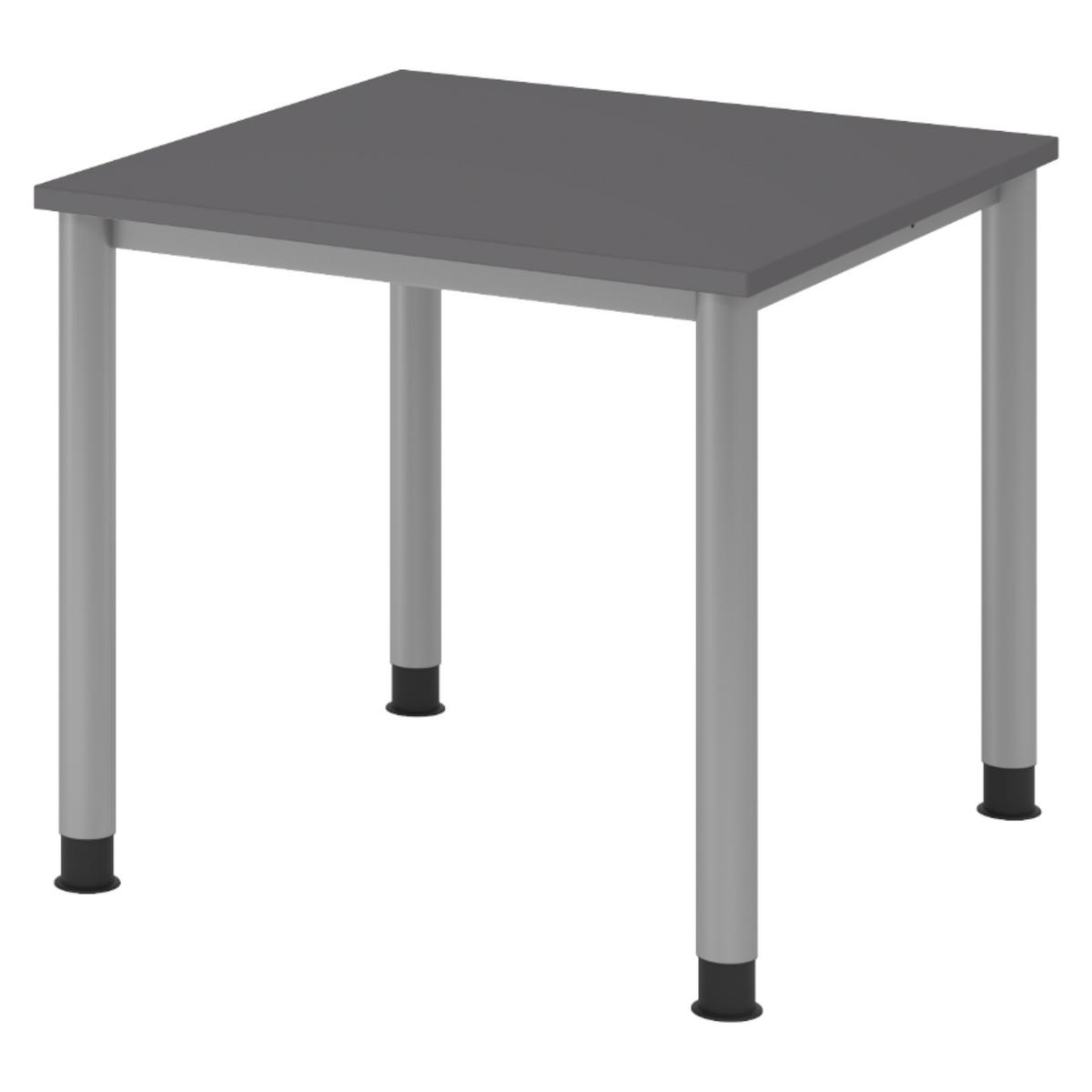 SCHREIBTISCH Serie-H Gestell: Silber 80/80/74 cm in Graphitfarben - Graphitfarben, Holzwerkstoff (80/80/74cm) - bümö