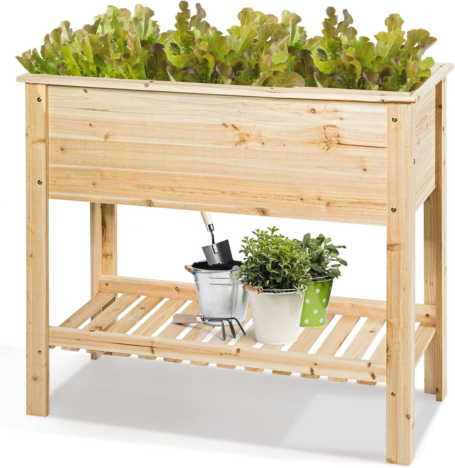 HOCHBEET Pflanzkübel Pflanzkasten Holz - Apfelbaumfarben, Holz (41/81/92cm) - COSTWAY
