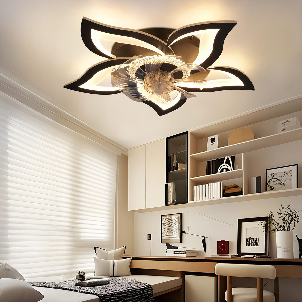 STROPNÝ ventilátor Ettlingen II, 62x62x15 cm - čierna, plast (62/62/15cm) - Nettlife