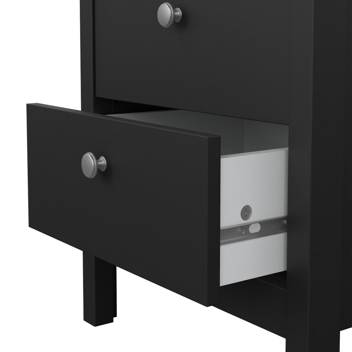 NACHTTISCH, Madrid, Schwarz, Melamin., 44 x 39 x 54 cm - Schwarz, Holzwerkstoff (44/54/39cm) - ebuy24