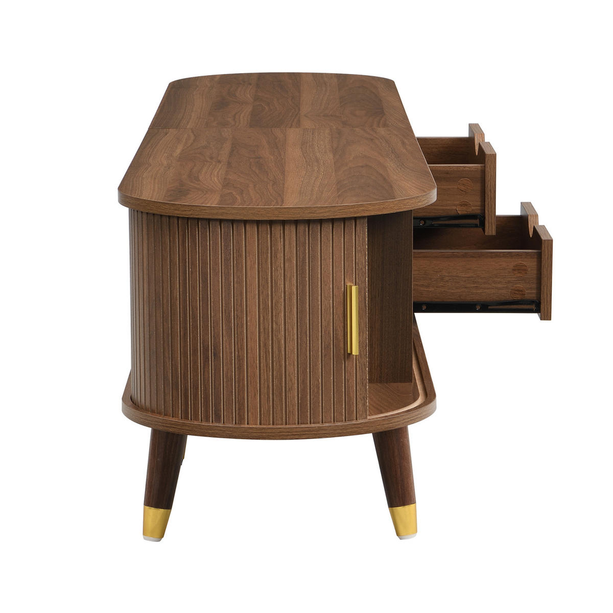 TV-ELEMENT mit Stauraum, 2 Schubladen und 2 Türen, Wohnzimmermöbel, Landhausstil - Braun, Holz/Holzwerkstoff (38/45/175cm) - GENKI LIVING